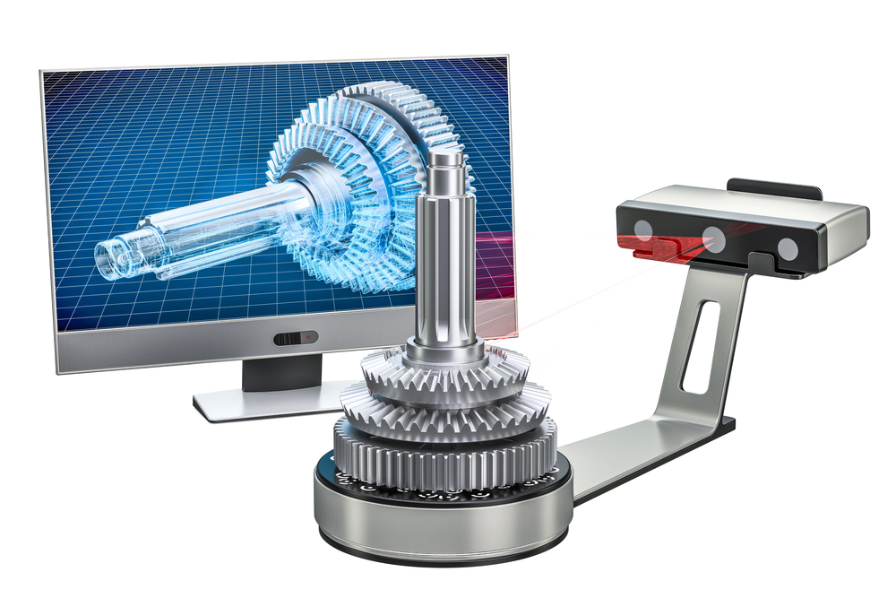 3D-Scanner beim Digitalisieren eines Teils